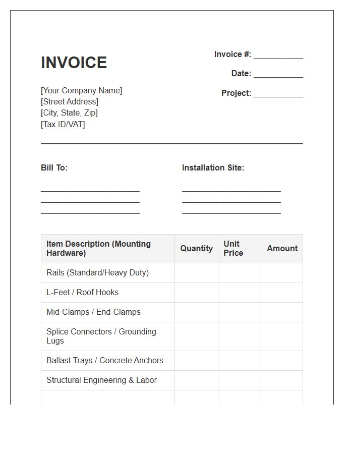 Photovoltaic Mounting System Invoice Template