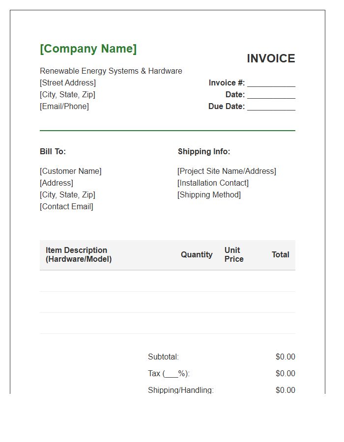 Renewable Energy Electronic Hardware Invoice Template