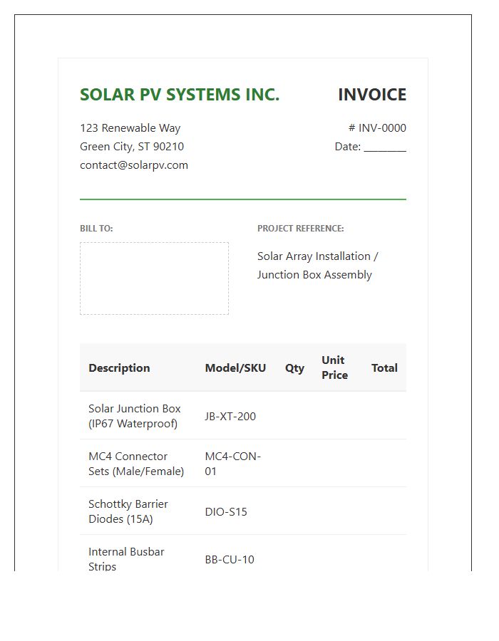Solar Power Junction Box Invoice Template