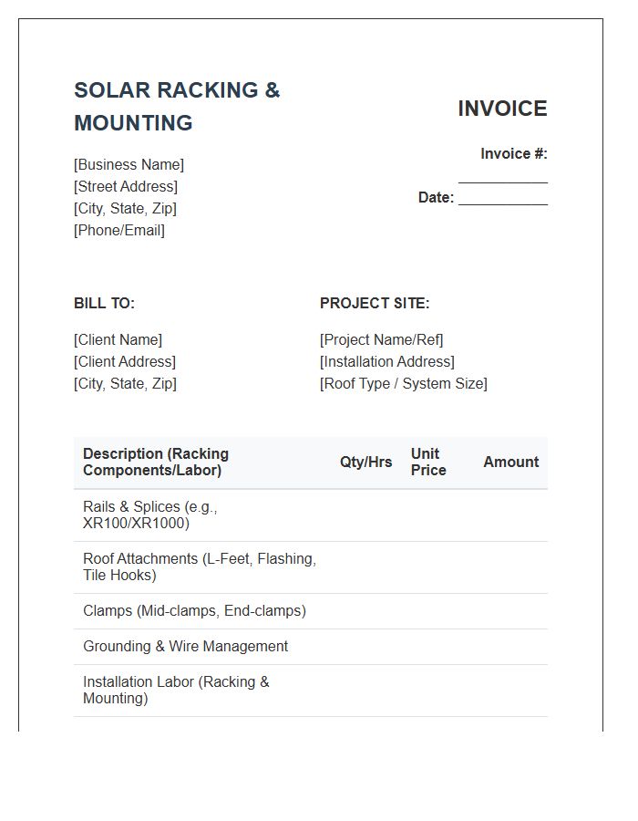 Solar Racking And Mounting Invoice Template