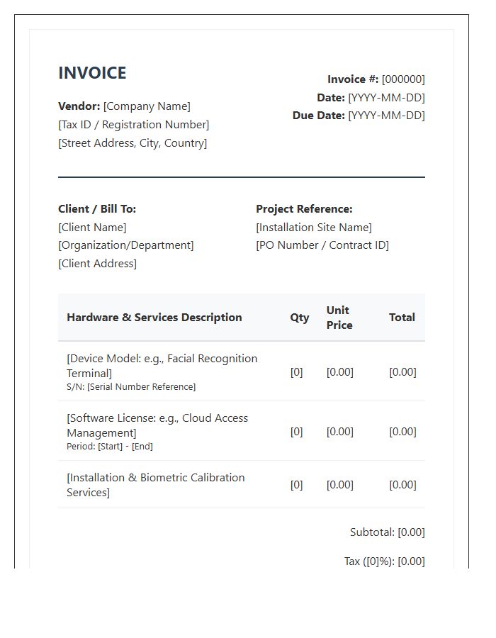 Biometric Access Control Electronic Invoice Template