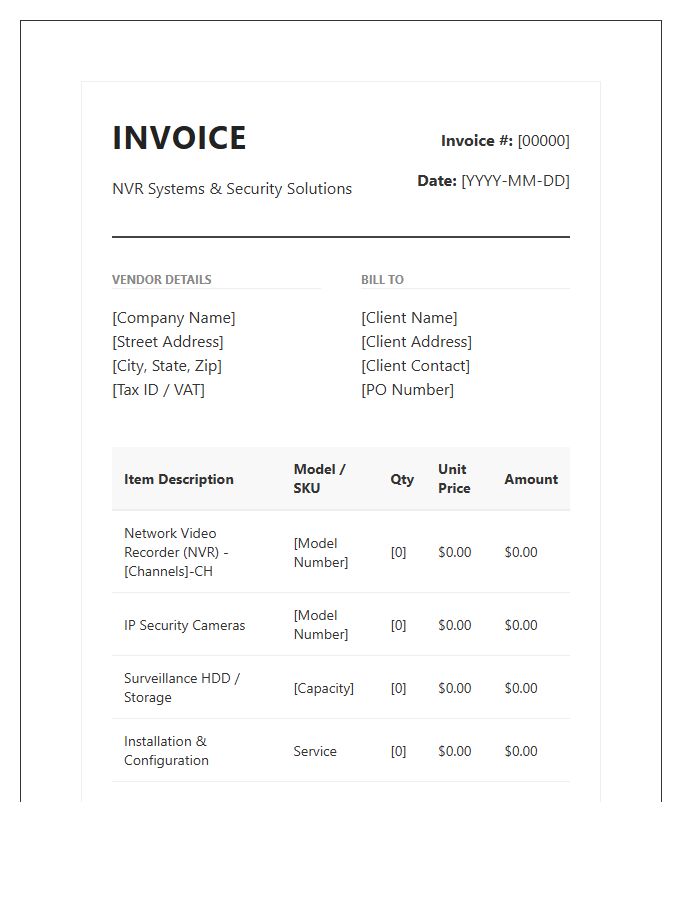 Network Video Recorder Electronic Invoice Template