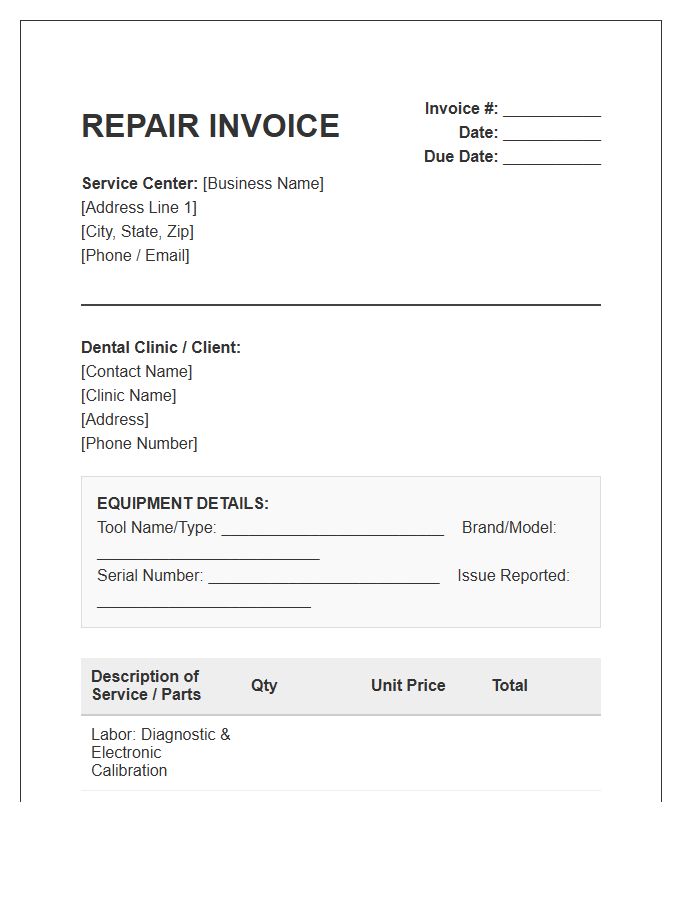 Dental Electronic Tool Repair Invoice Template
