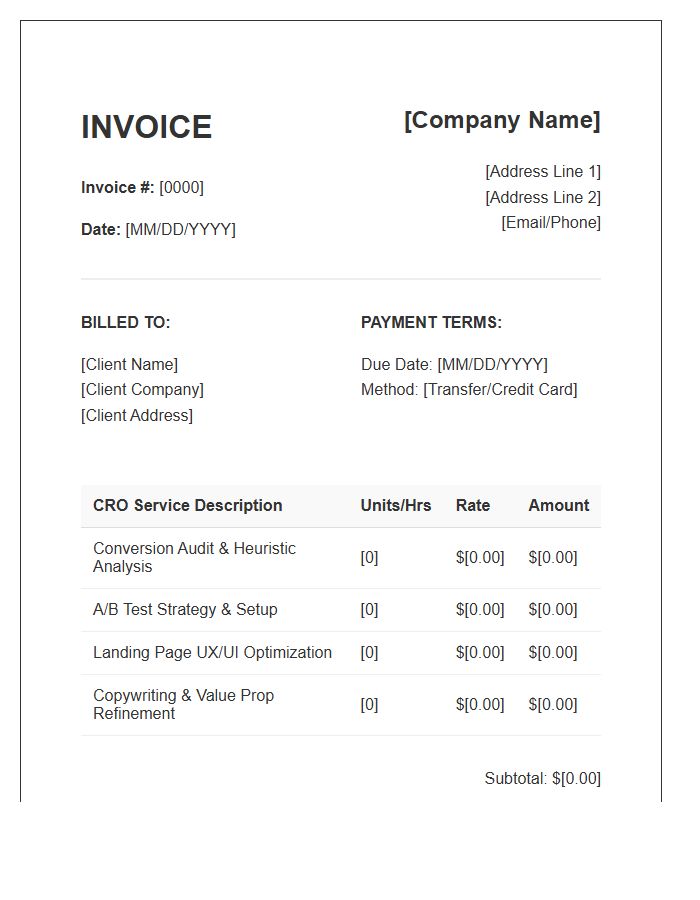 Conversion Rate Optimization Service Invoice Template