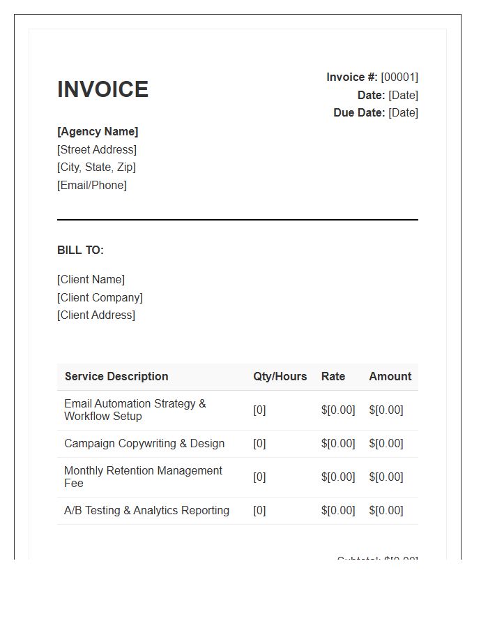Email Marketing Automation Agency Service Invoice Template