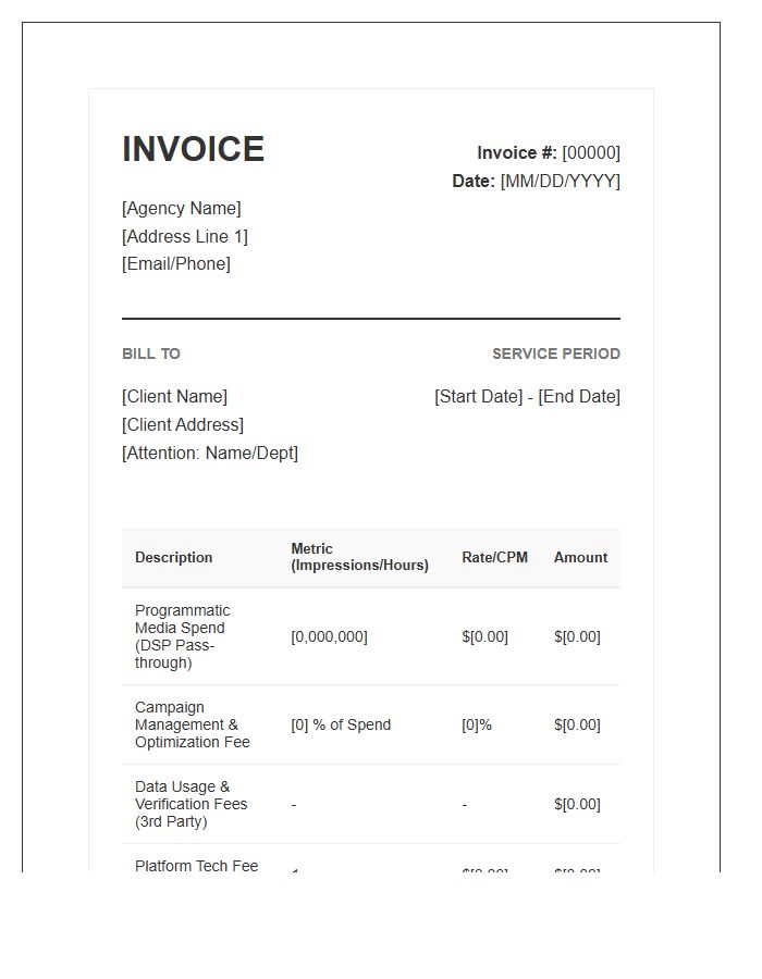 Programmatic Advertising Management Service Invoice Template