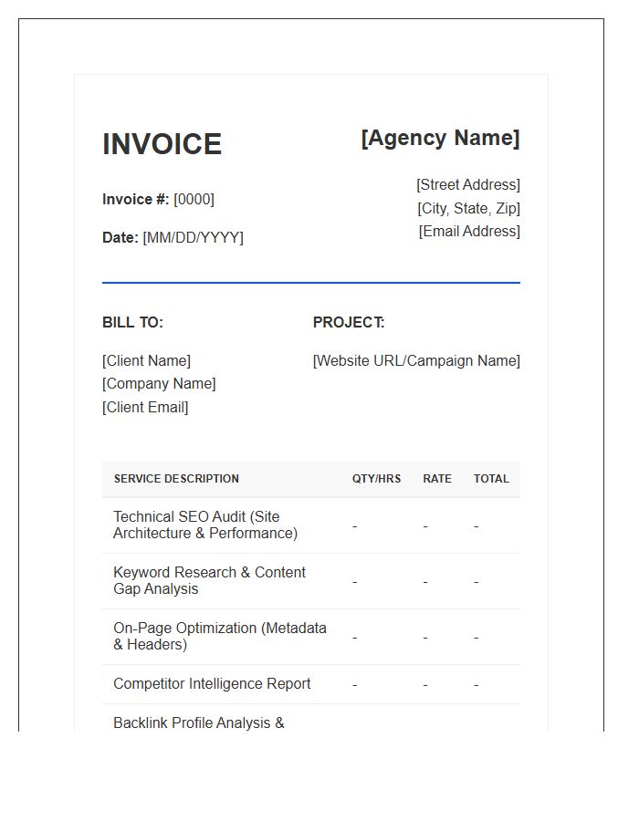 Search Engine Optimization Strategy Service Invoice Template