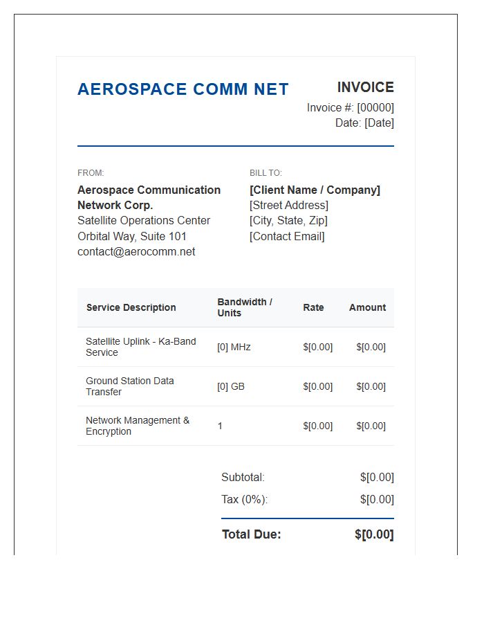 Aerospace Communication Network Invoice Template