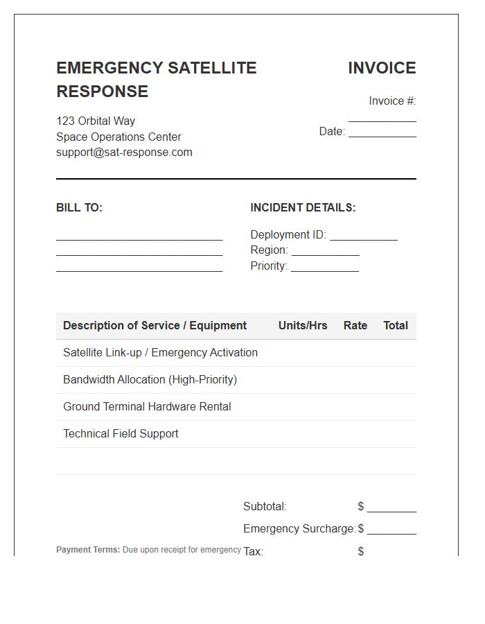 Emergency Satellite Response Invoice Template