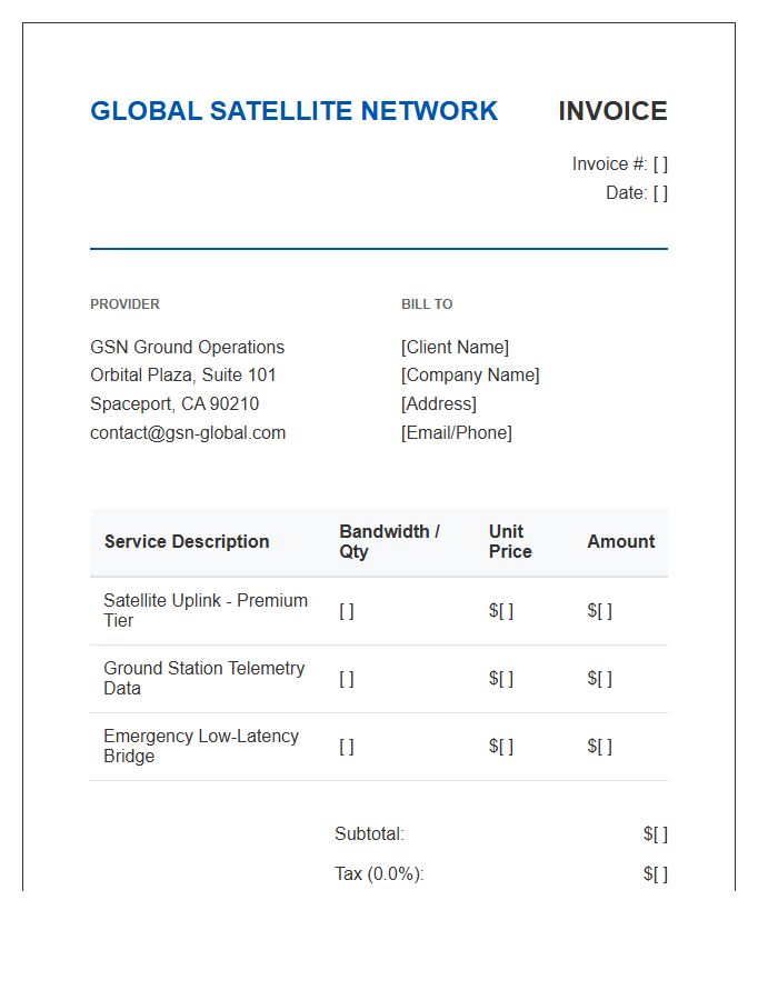 Global Satellite Network Invoice Template