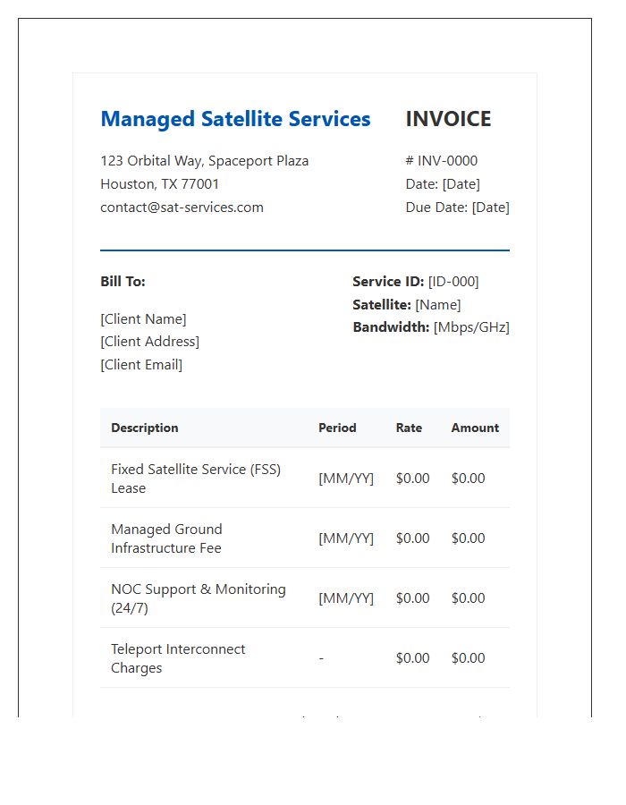 Managed Satellite Services Invoice Template