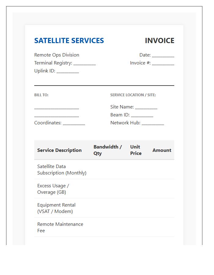 Remote Area Satellite Invoice Template