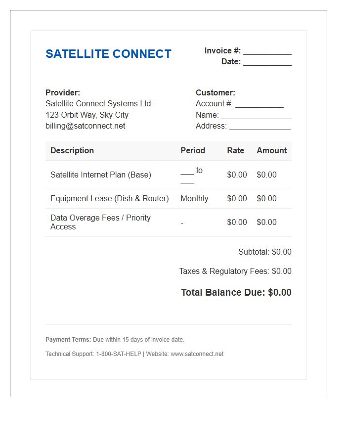 Satellite Internet Service Invoice Template