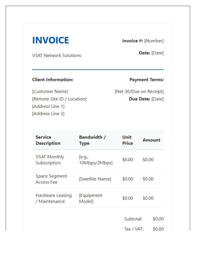 VSAT Connectivity Electronic Invoice Template