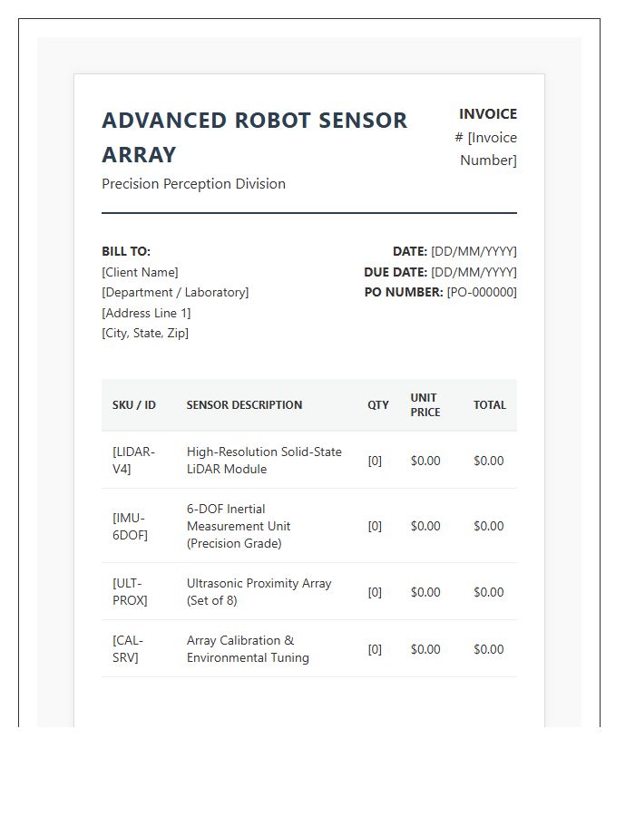 Advanced Robot Sensor Array Invoice Template