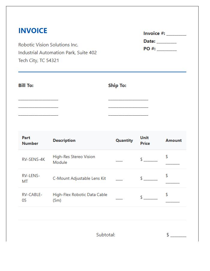 Robotic Vision Sensor Module Invoice Template
