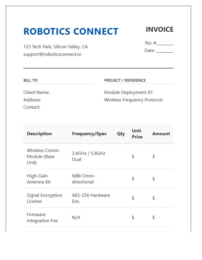 Robotic Wireless Communication Module Invoice Template