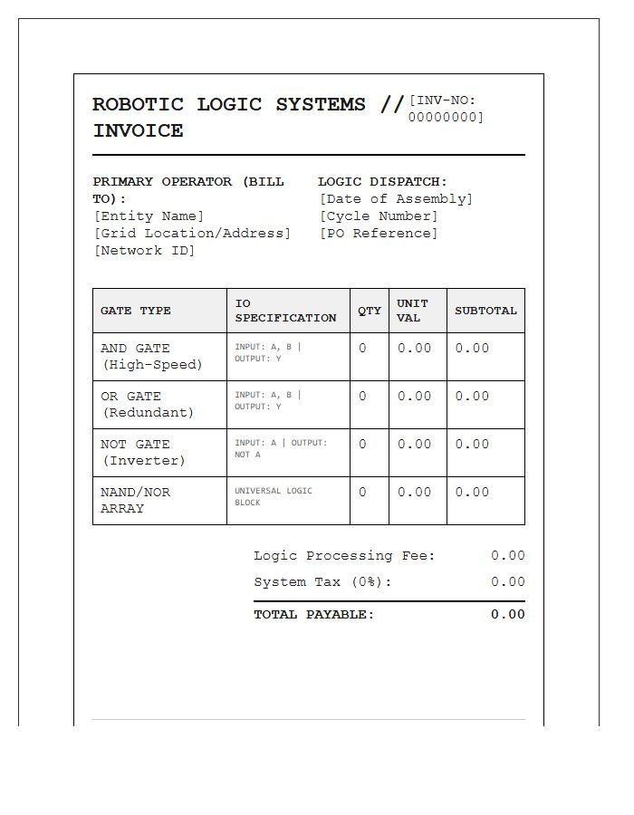 Specialized Robotic Logic Gate Invoice Template