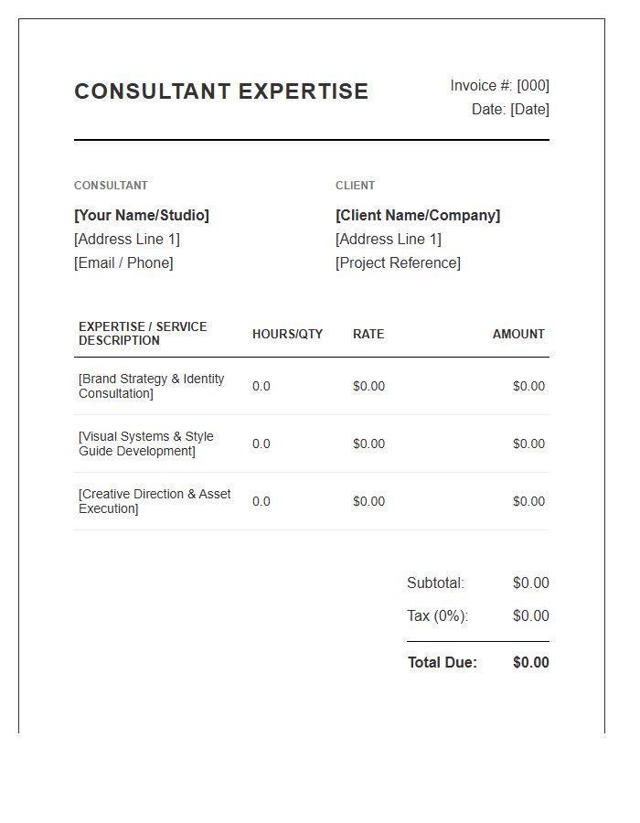 Graphic Design Consultant Expertise Invoice Template