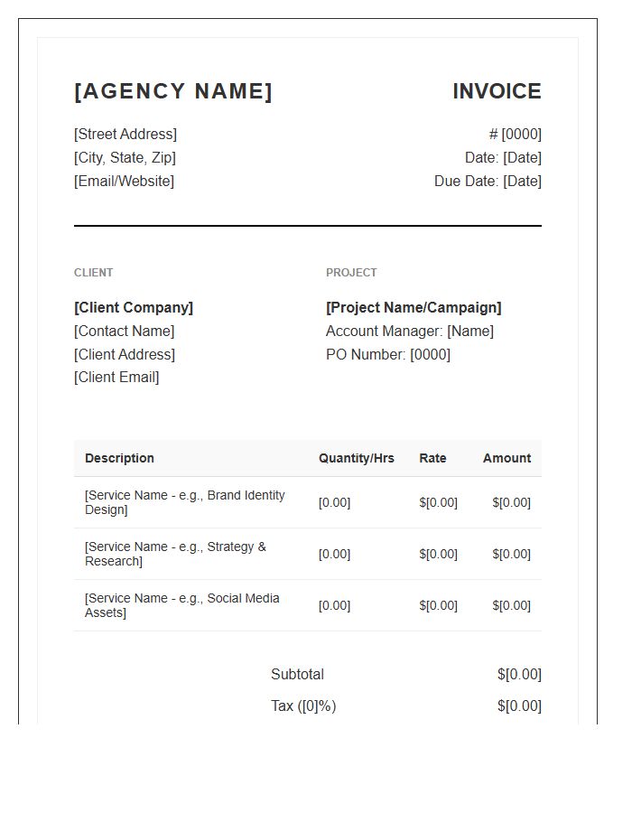 Professional Branding Agency Billing Invoice Template