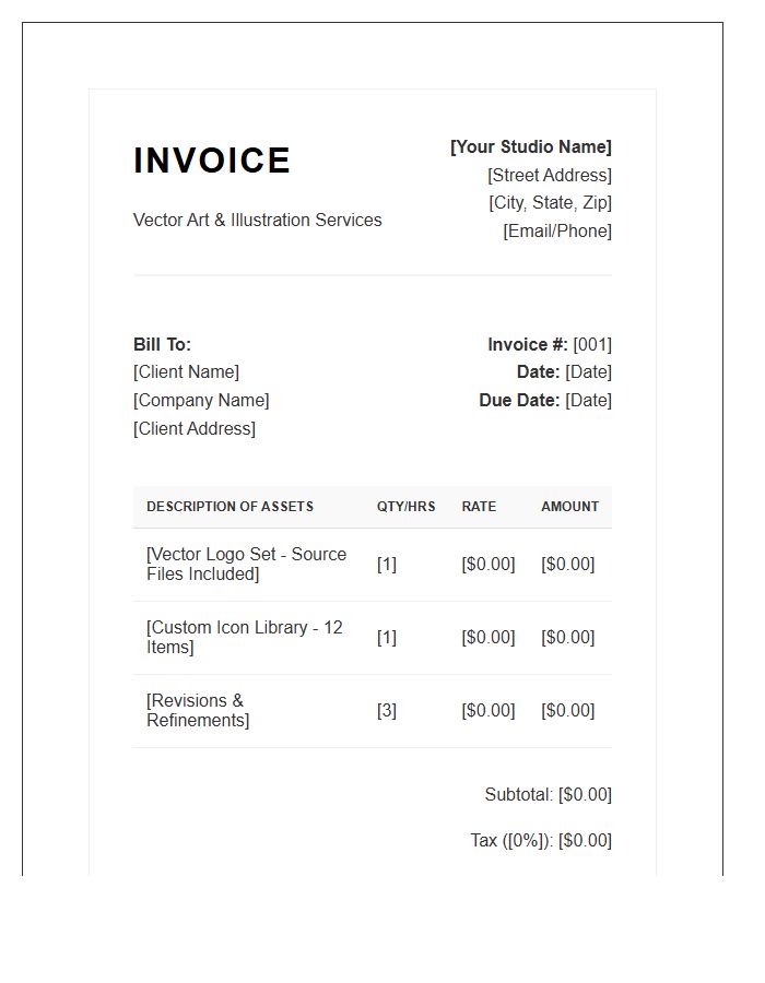 Professional Vector Art Project Invoice Template