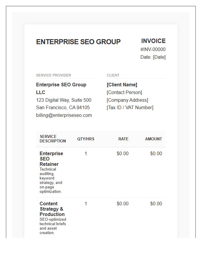 Enterprise SEO Services Invoice Template