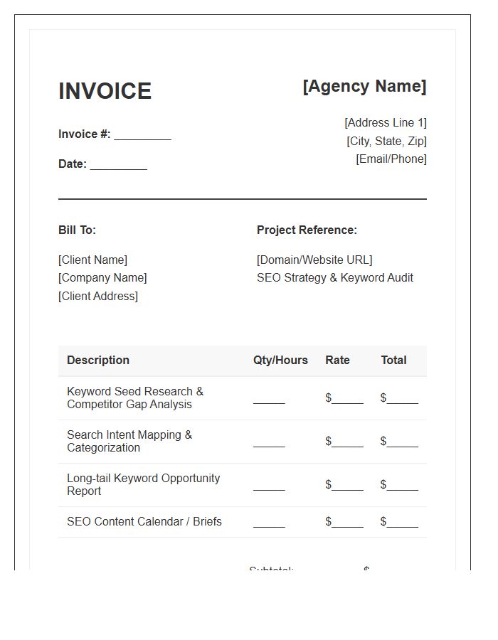 SEO Keyword Research Invoice Template