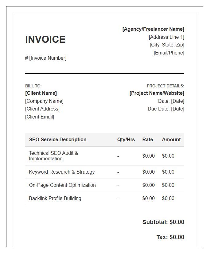 SEO Project Completion Invoice Template