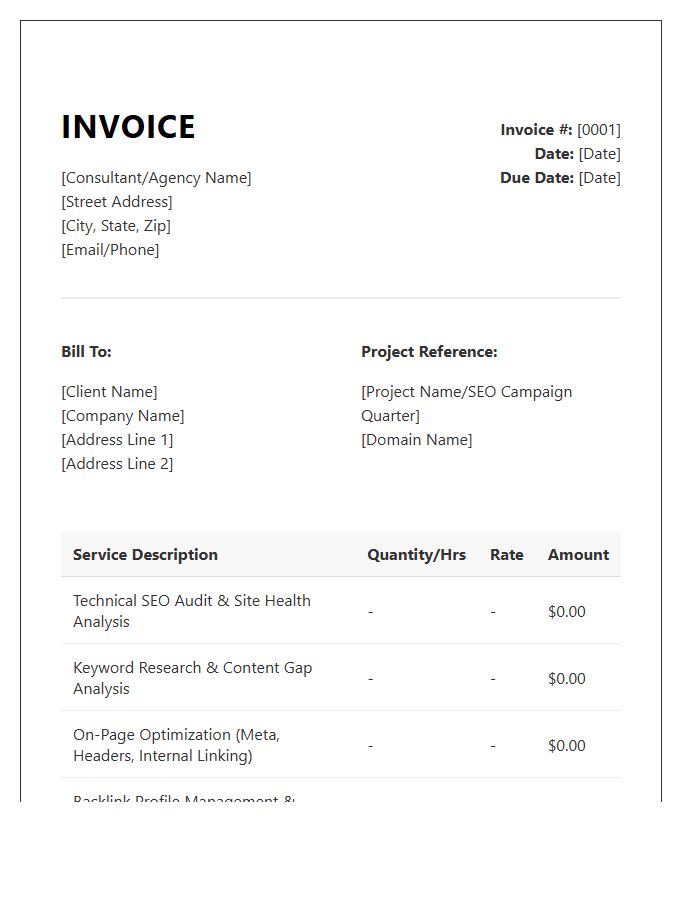 SEO Strategy Consulting Invoice Template