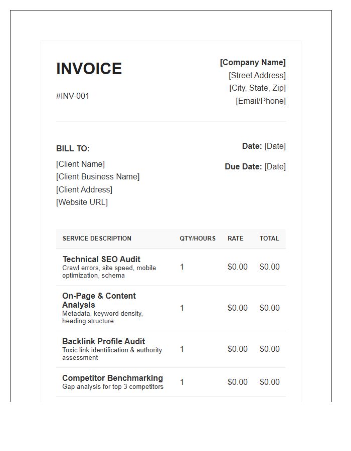 SEO Website Audit Invoice Template