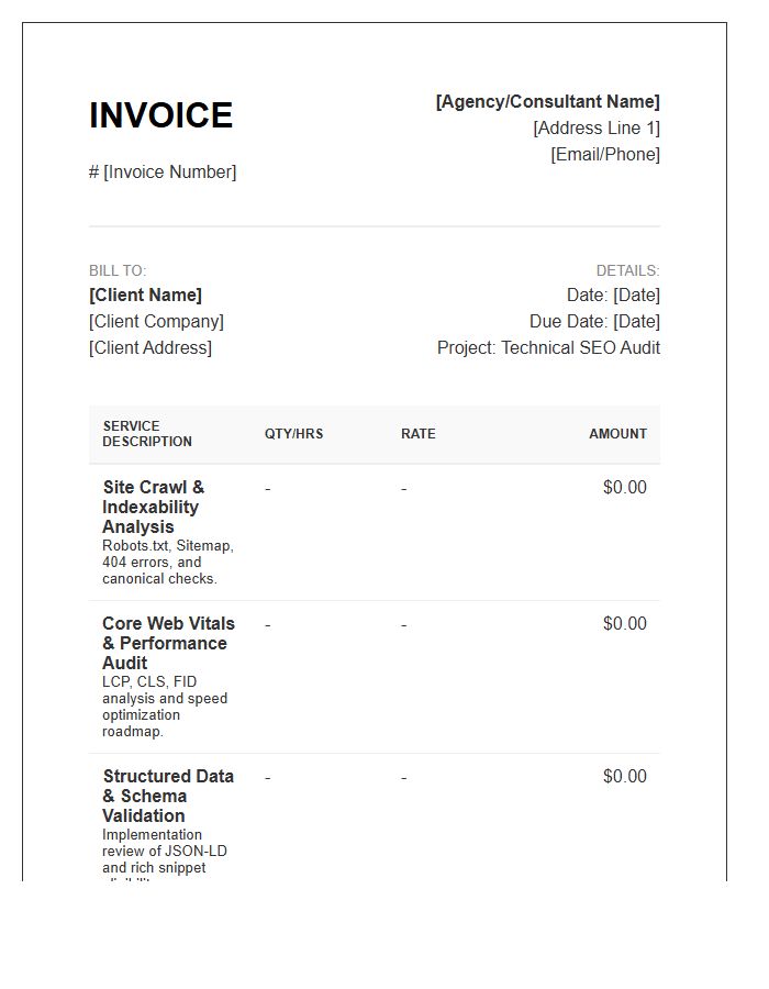 Technical SEO Audit Invoice Template