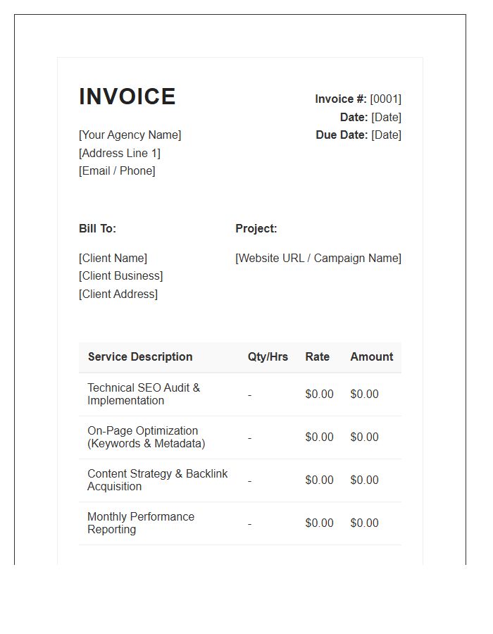 White Label SEO Invoice Template