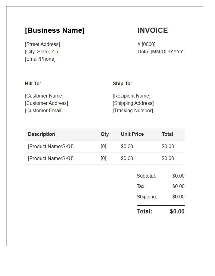 Small Business E-commerce Invoice Template